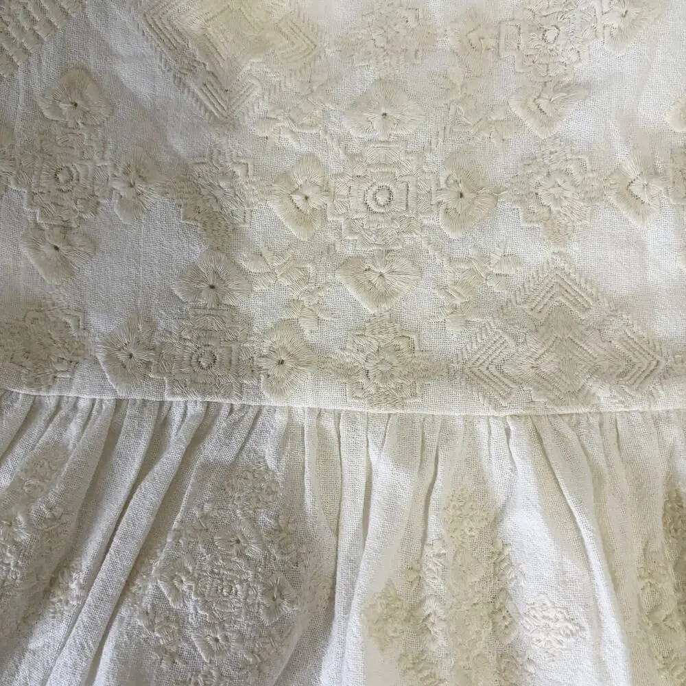 THE COAST BRAND Leela 100% Cotton Embroidered Peasant Blouse Top Size S